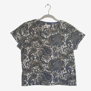 Charter Club Petite Multicolor Paisley Short Sleeve Tee  - Size MP